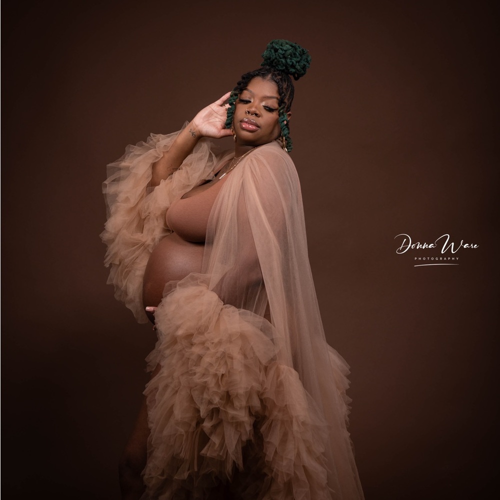 Chic Tan Maternity Gown